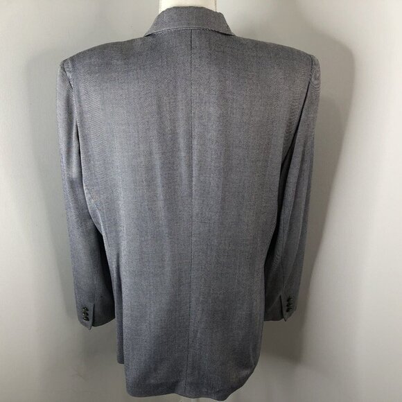 Worthington Womens Gray Single Button Blazer Sz Misses 14 Striped Shoulder Pads - Picture 6 of 12